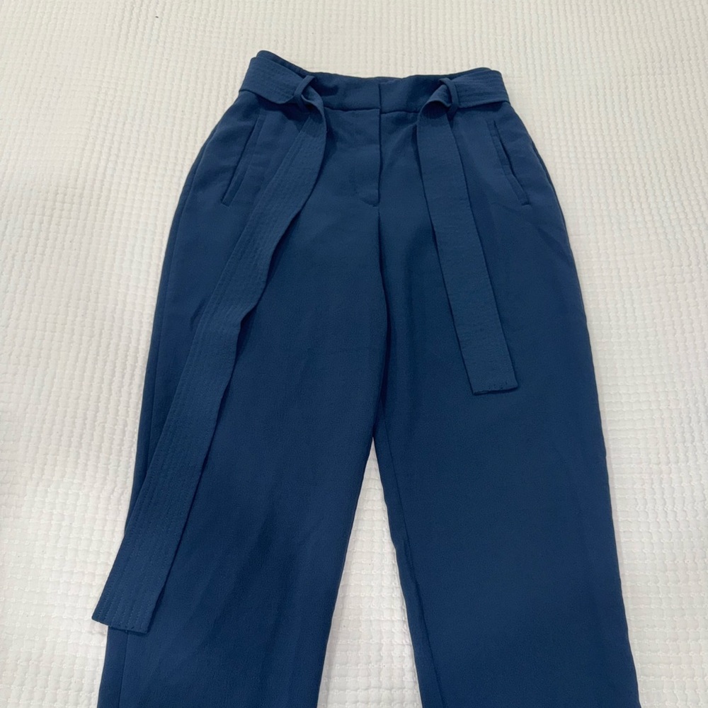 Aritzia Wilfred Belted Navy Blue Pants